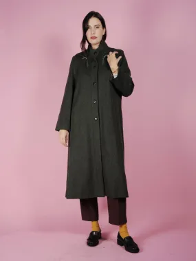 Cappotto lungo verde con ricamo