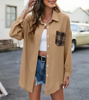 Giacche da camicia a quadri Camicetta patchwork a maniche lunghe da donna Designer Fashion Style Button Down Camicia casual alle
